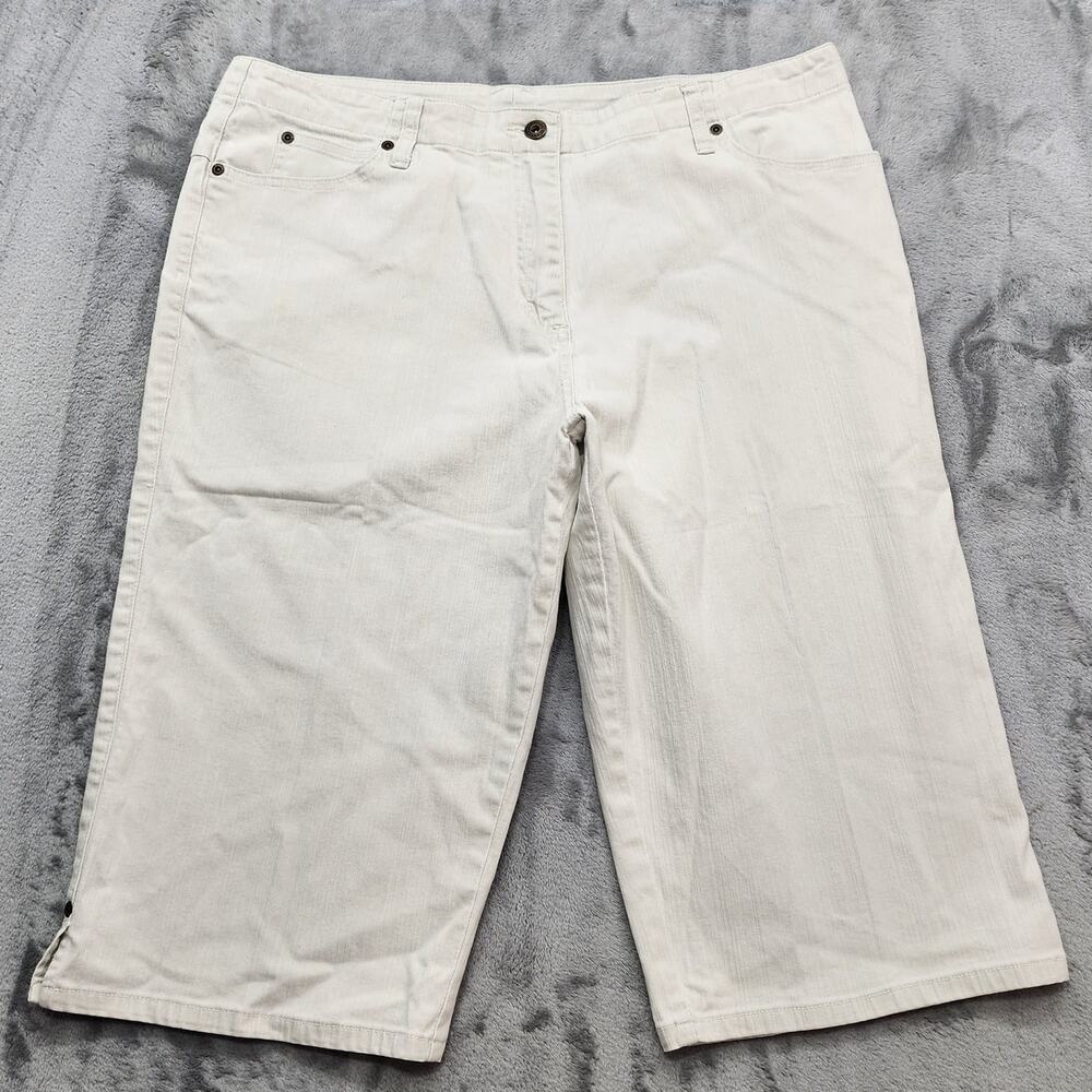 Christopher & Banks‎ Jeans Women 14 White Stretch Crop Capri Side Slit Stretch